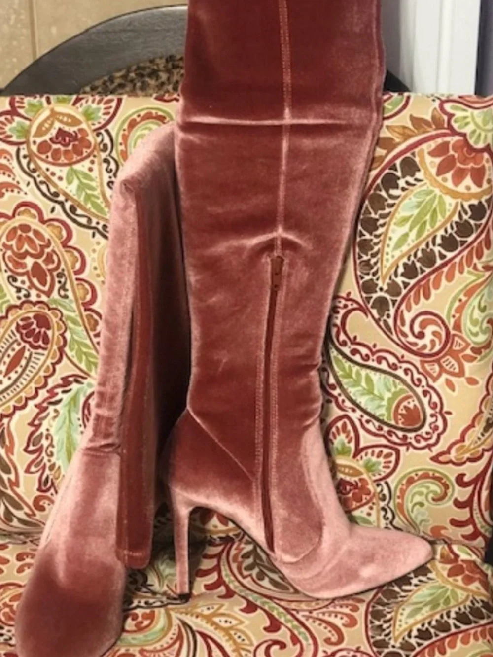 Steve Madden thigh high pink velvet boots size 8
